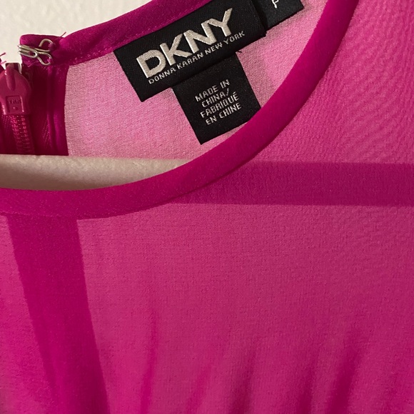 DKNY Fuschia Pink Silk Dress Petite - Picture 3 of 4